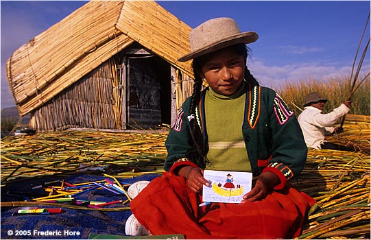 A young Uros artist Lake Titicaca