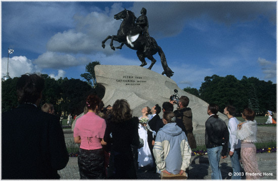 Peace and Love Wedding at the Statue of Peter the Great, St Petersburg